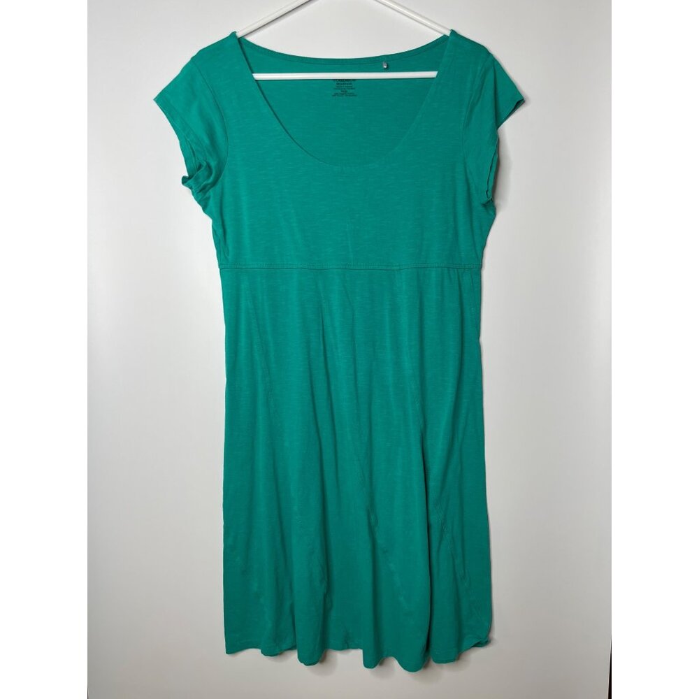 Toad & Co. Nena Cap Sleeve Dress Organic Cotton‎ Tencel Teal Green Size Medium